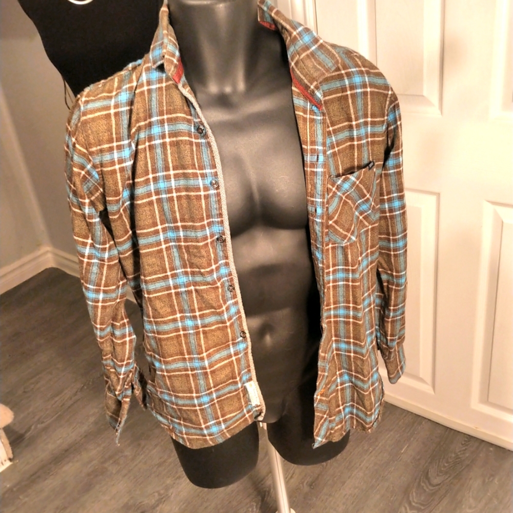 Superdry Brown and Blue Checkered Shirt
